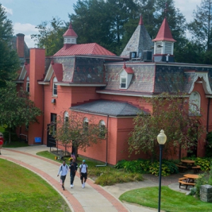 Students walking in front of a Titusville campus building