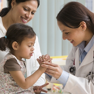 A child receiving a medical examination